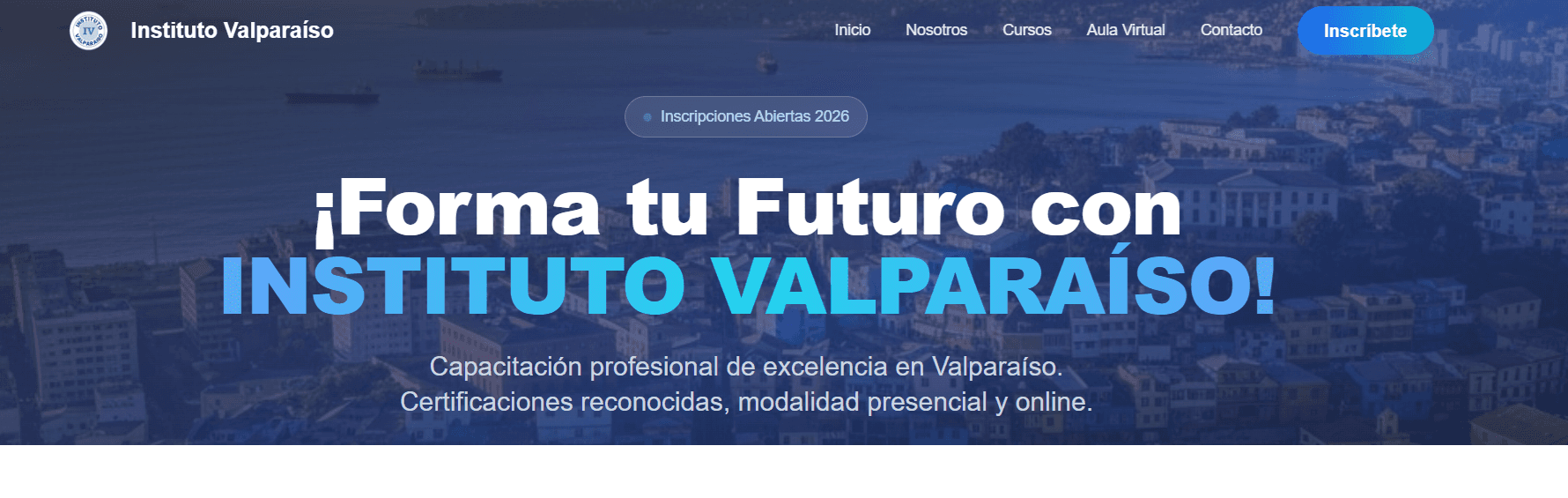 Captura de pantalla principal del proyecto Instituto Valparaiso - Plataforma E-Learning