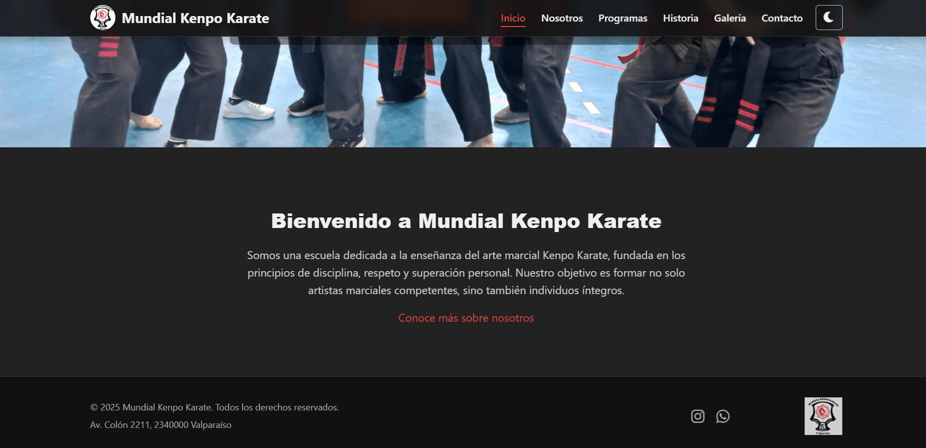 Captura de pantalla principal del proyecto Mundial Kenpo Karate - Sitio Web Oficial
