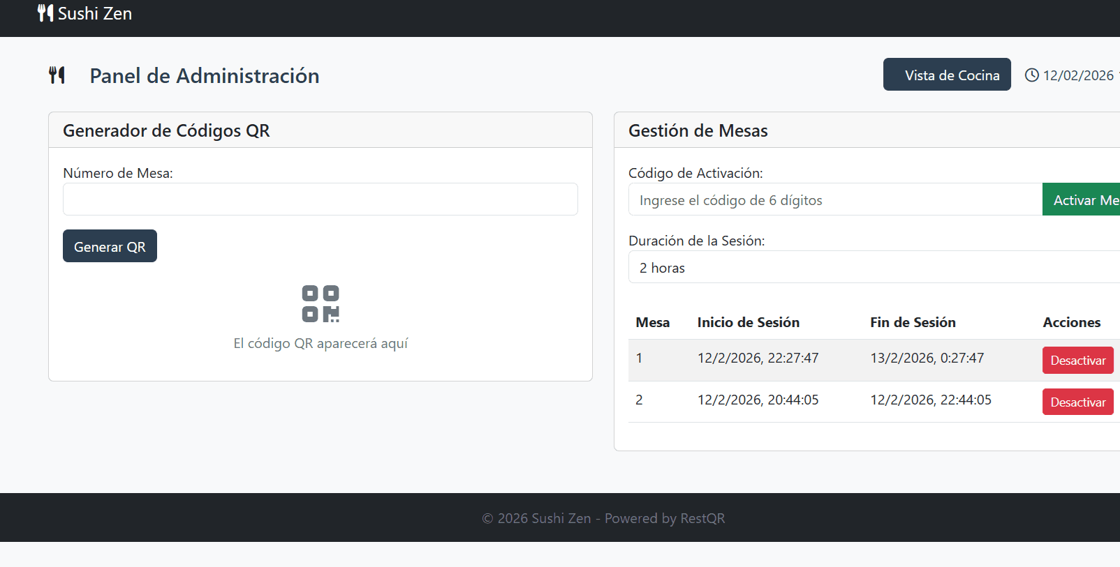 Vista previa del proyecto RestQR - Sistema Digital de Menu y Pedidos